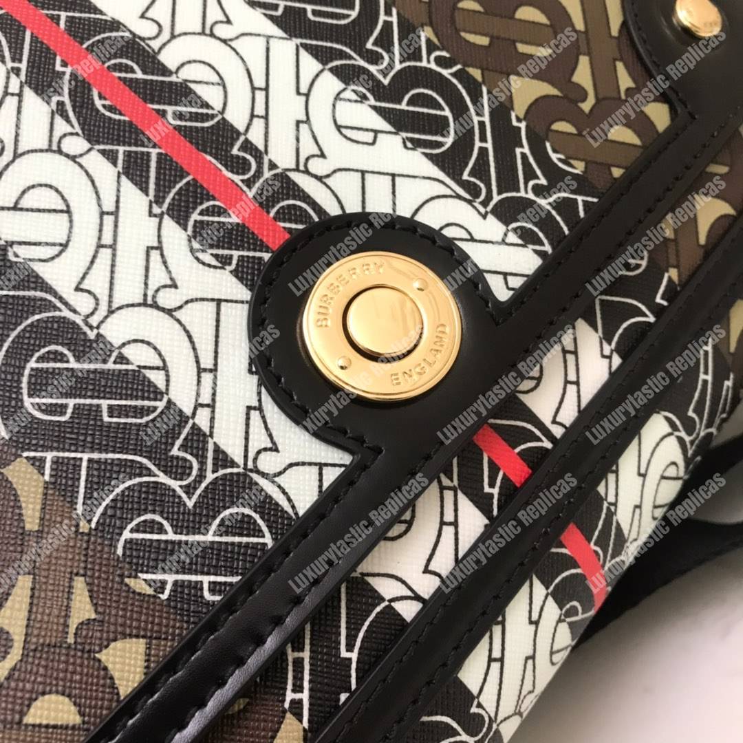 B**rry monogram stripe e-canvas note crossbody bag bridle brown