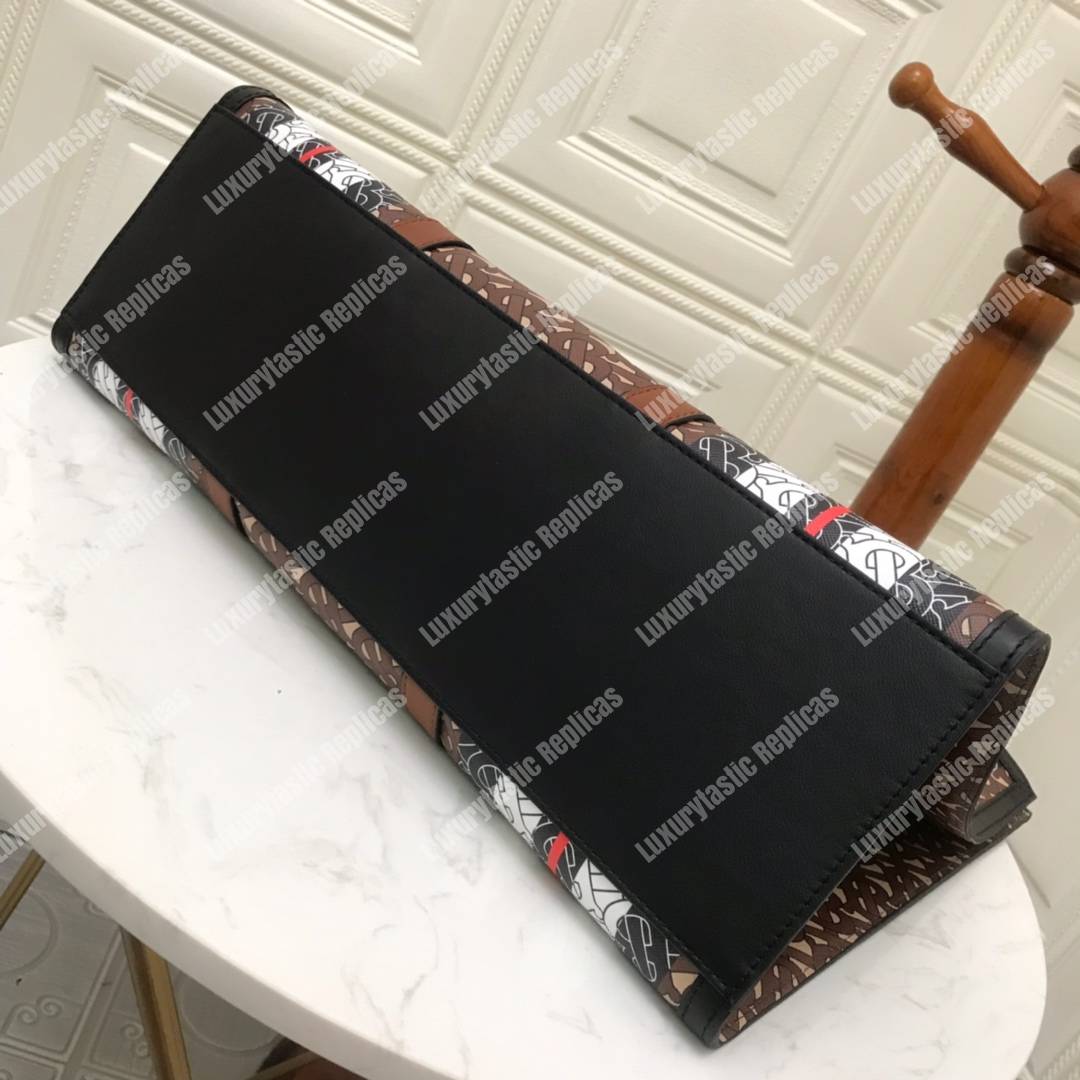 B**rry small monogram stripe e-canvas tote bag brown