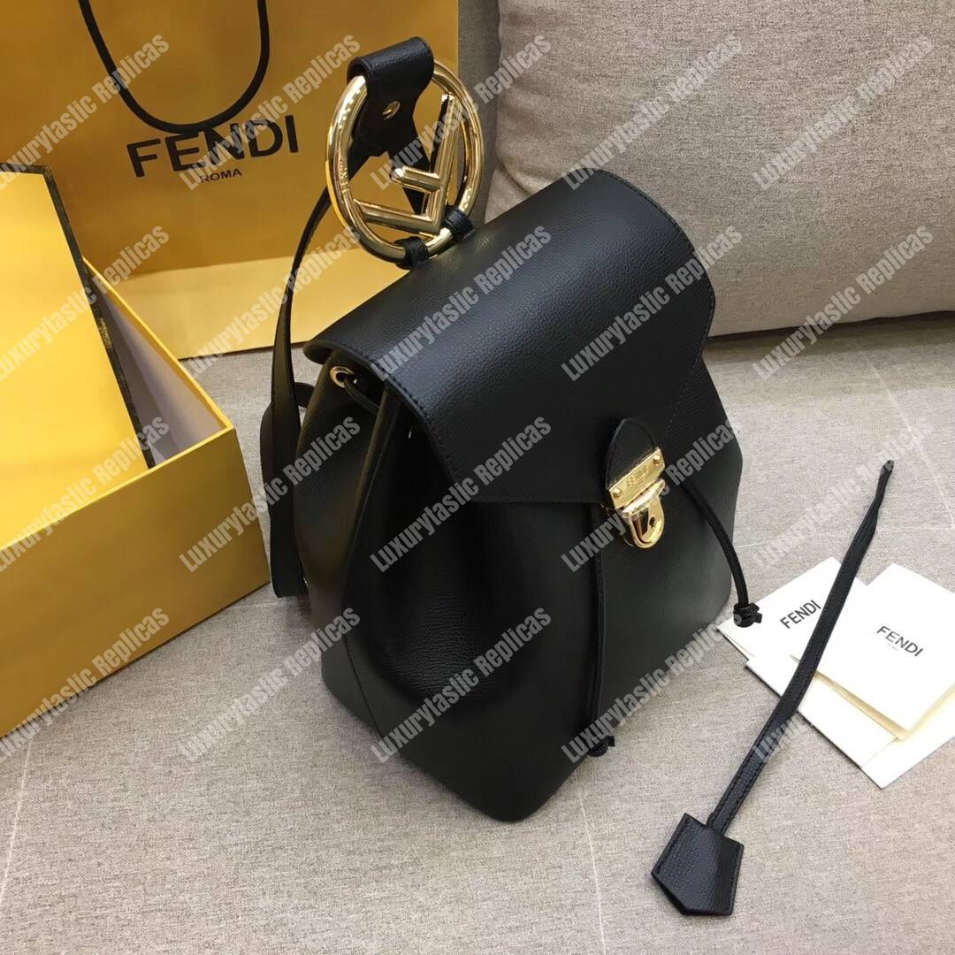F**di black leather backpack