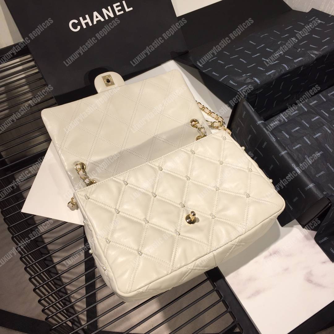 Ch*el flap bag iimitation pearls white