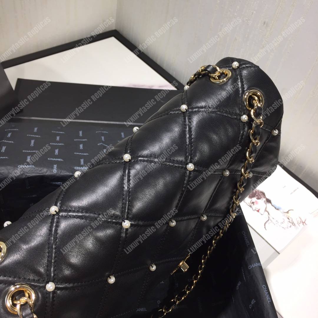 Ch*el flap bag iimitation pearls black