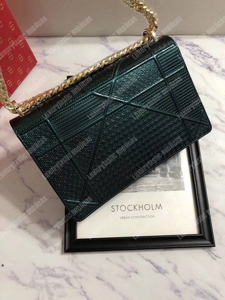 D*orama green-toned metallic calfskin flap bag