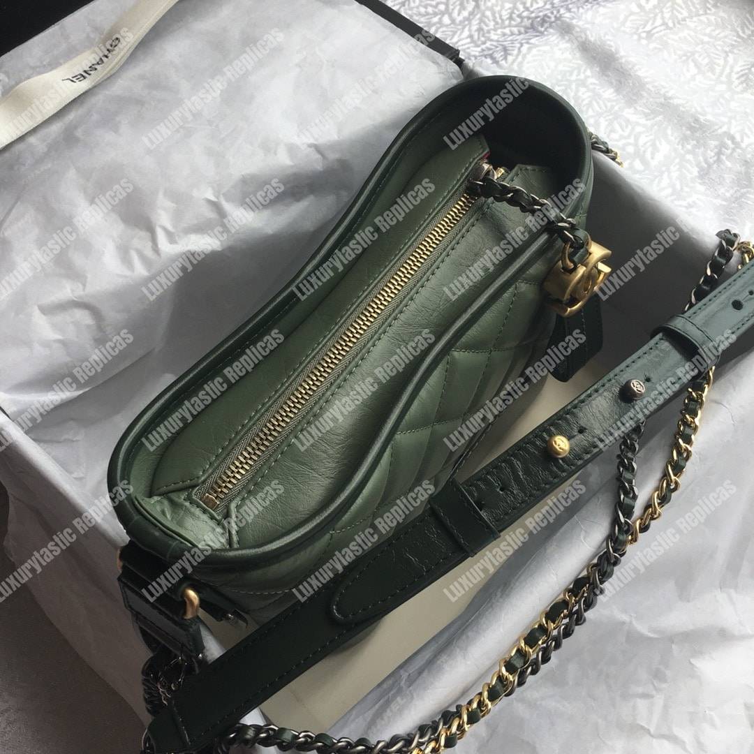 Ch*el’s gabrielle small hobo bag green