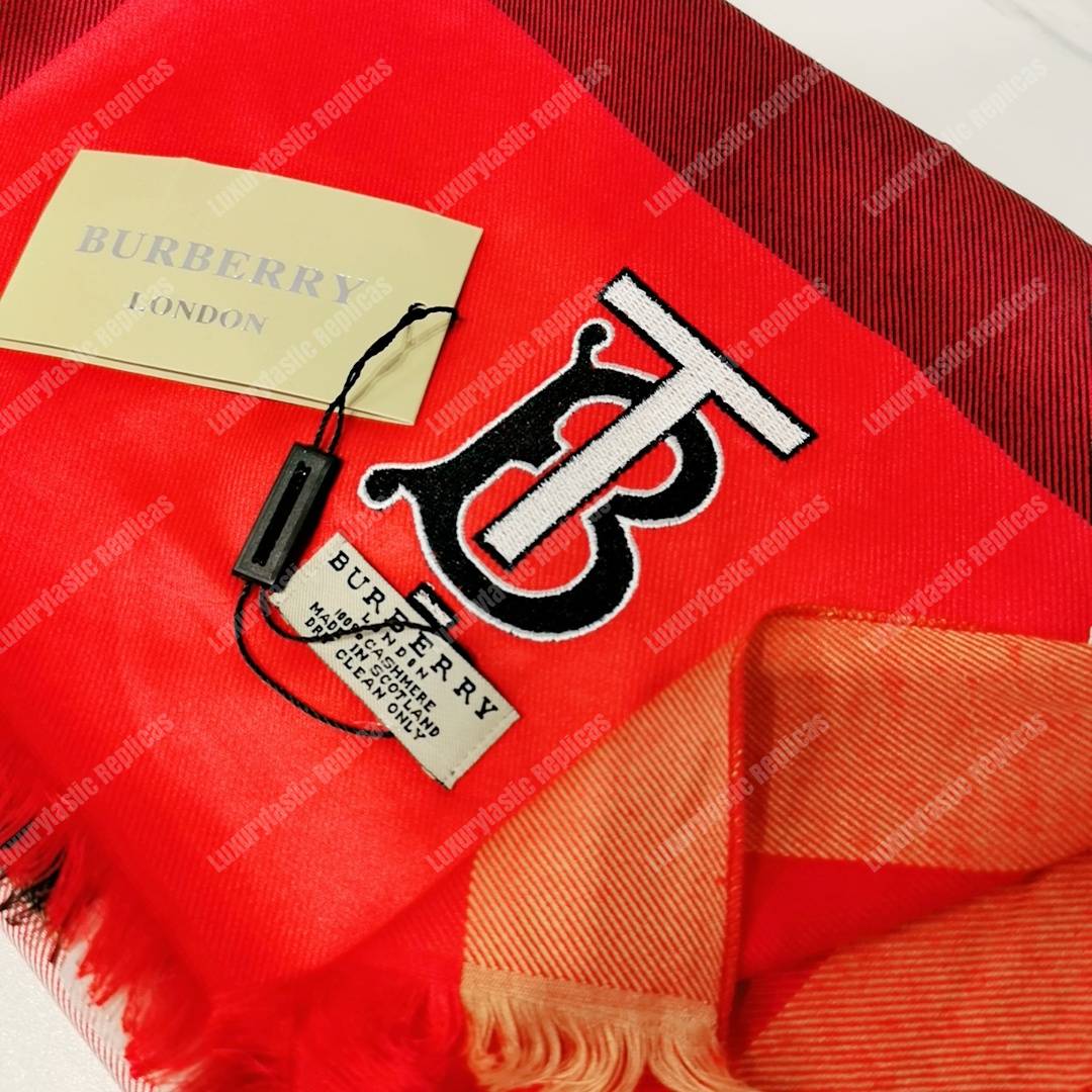 B**rry cashmere scarf red maroon tb monogram