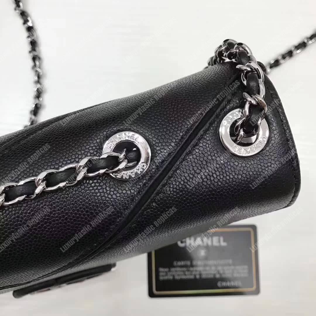Ch*el medium flap bag black