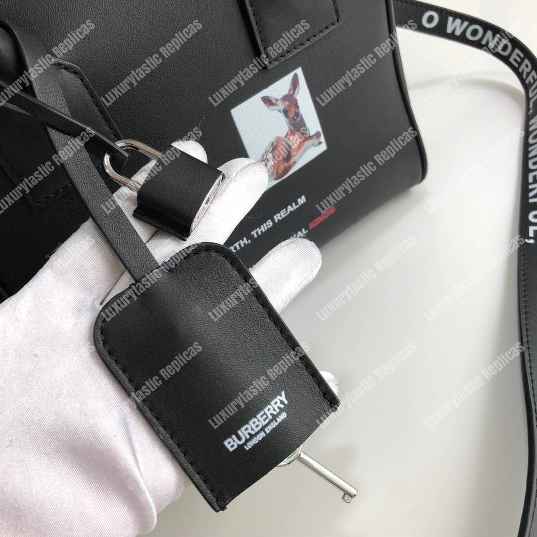 B**rry small montage print leather cube bag black