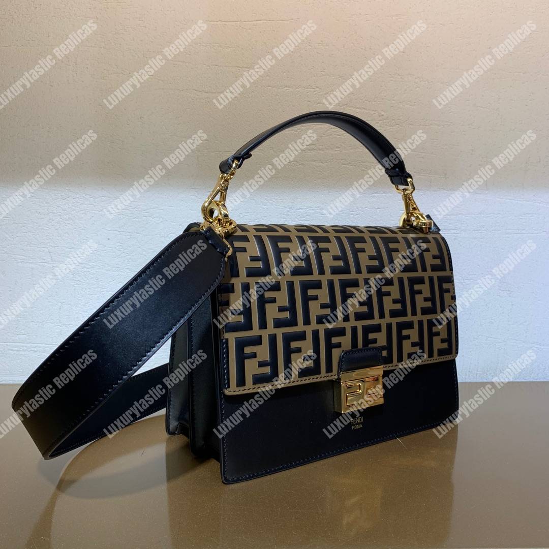 F**di kan u black leather bag