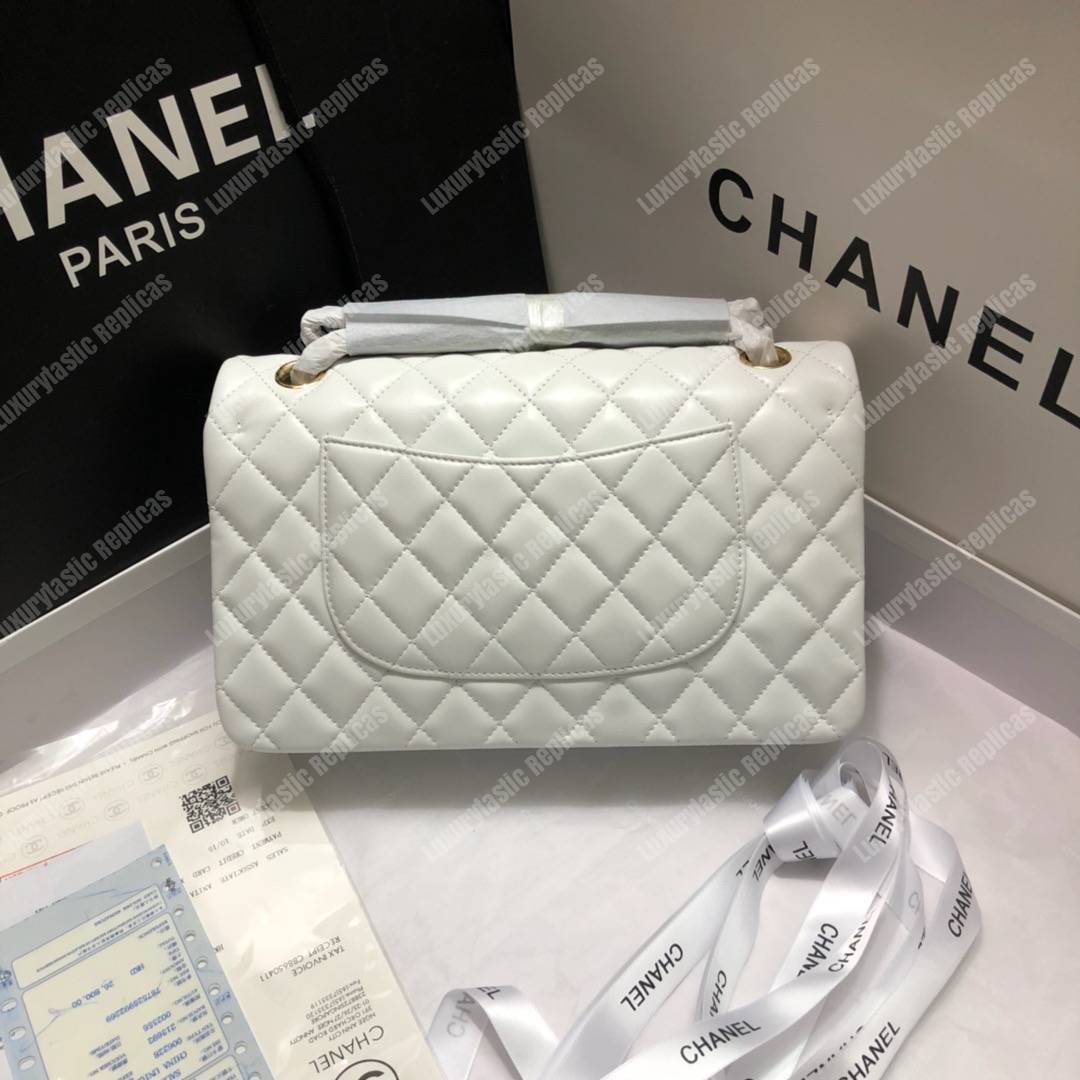 Ch*el medium classic handbag white