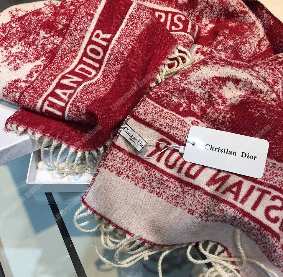 CD Toile de Jouy Stole Red Cashmere & Wool