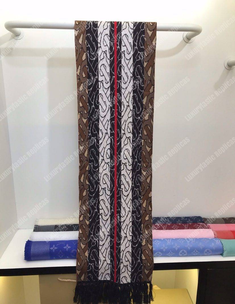 B**rry monogram stripe cashmere scarf