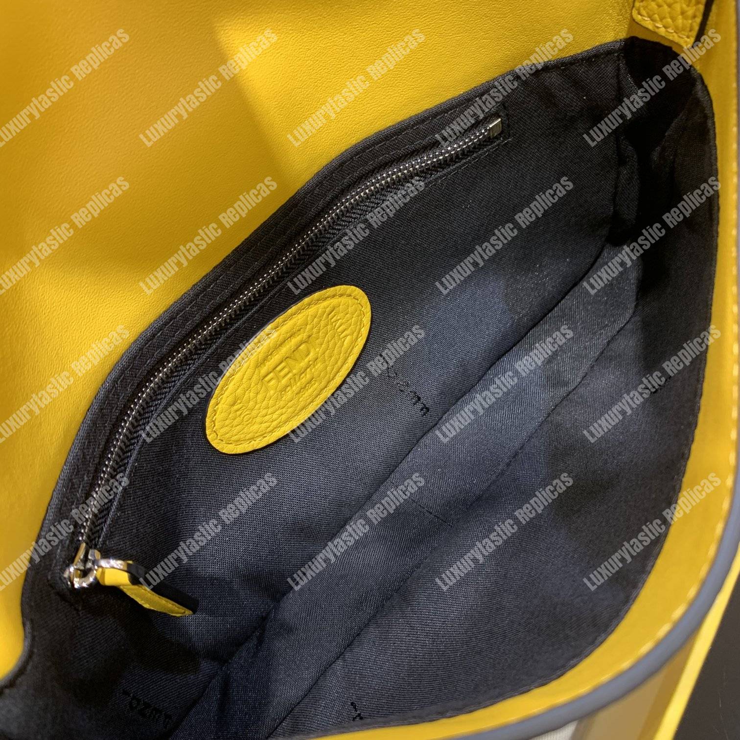 F**di baguette yellow leather bag