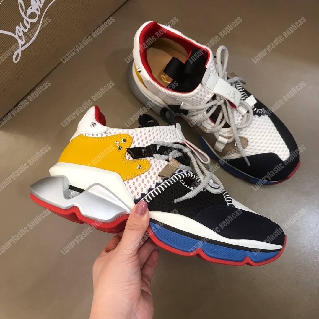 Ch**an louboutin red runner black/yellow/blue lining