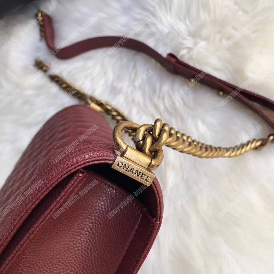 Ch*el boy medium handbag burgundy