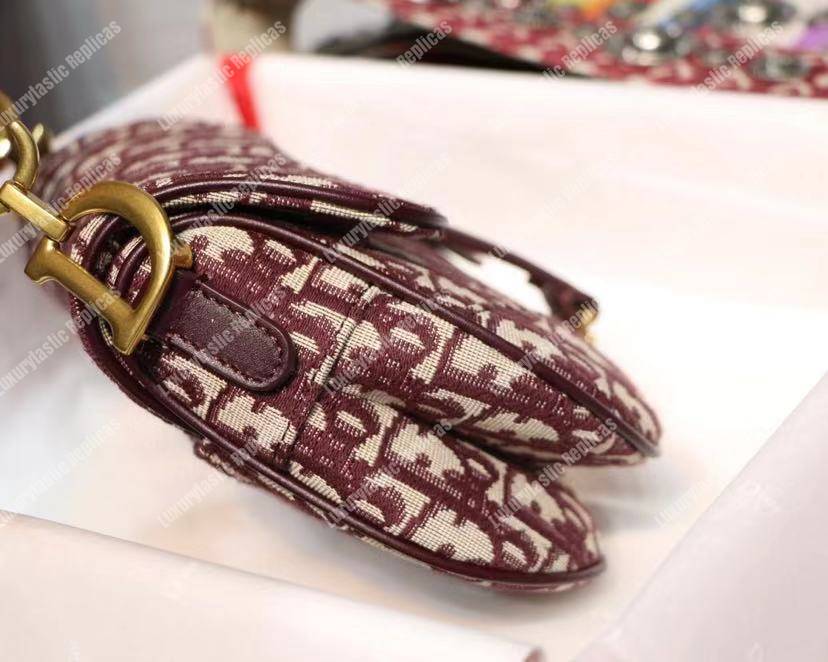 mini D*or burgundy oblique saddle bag
