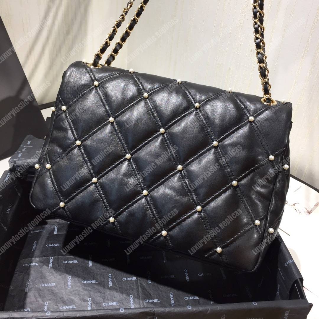 Ch*el flap bag iimitation pearls black