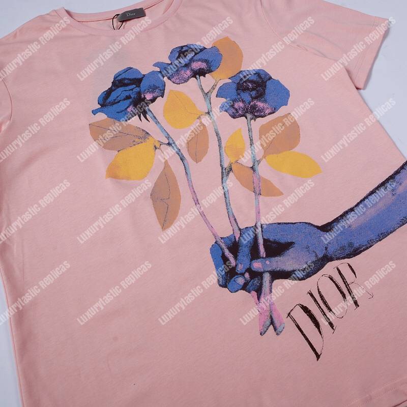 D*or alex foxton rose logo pink cotton t-shirt