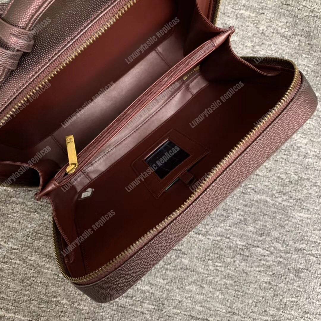 Ch*el large vanity case burgundy