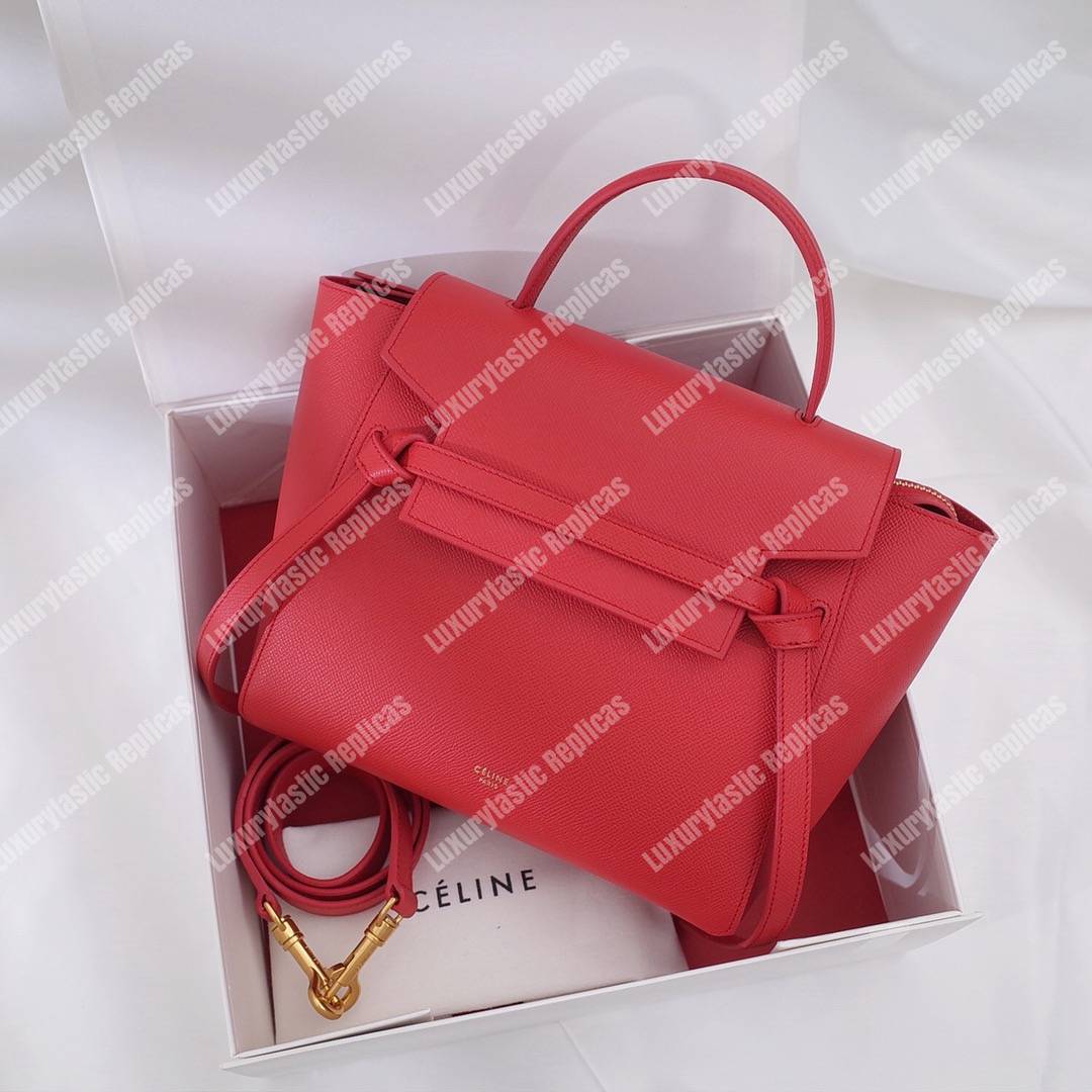 Ce**e micro belt bag in grained calfskin ruby
