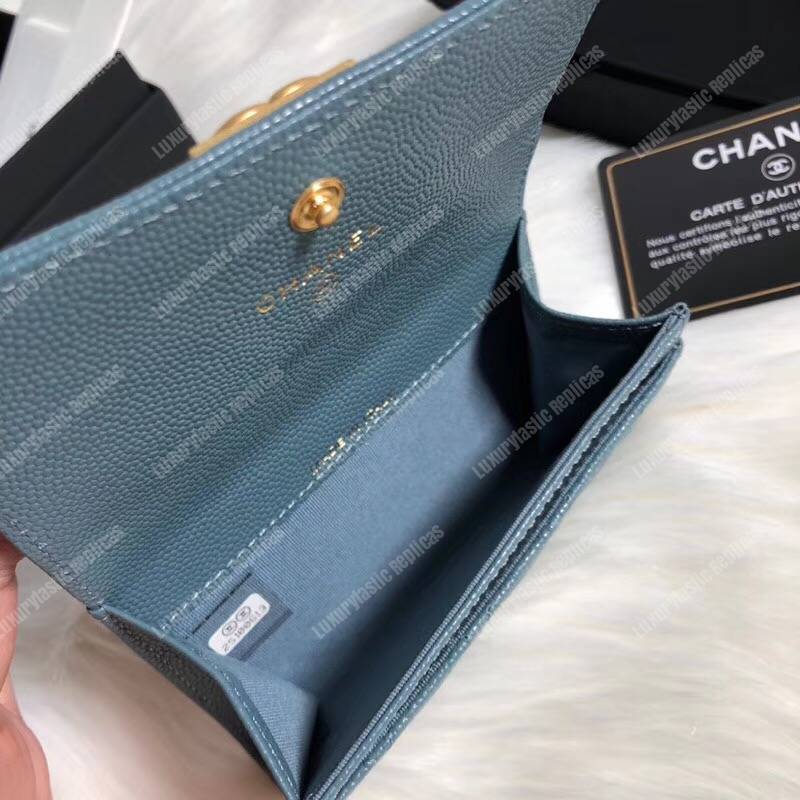 Ch*el boy small flap wallet blue