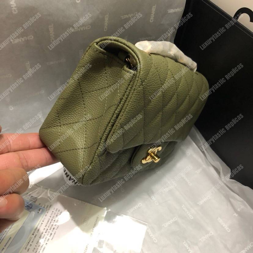 Ch*el mini flap bag green