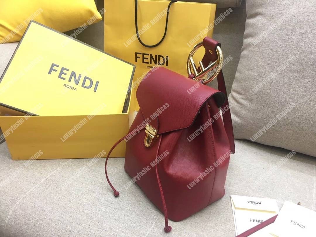 F**di red leather backpack