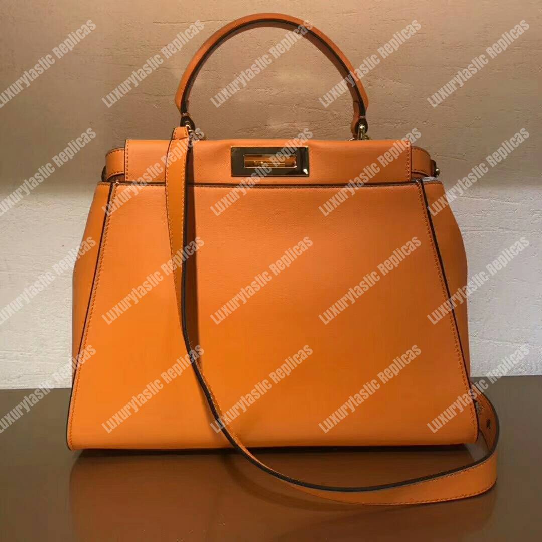 F**di peekaboo iconic medium orange leather bag