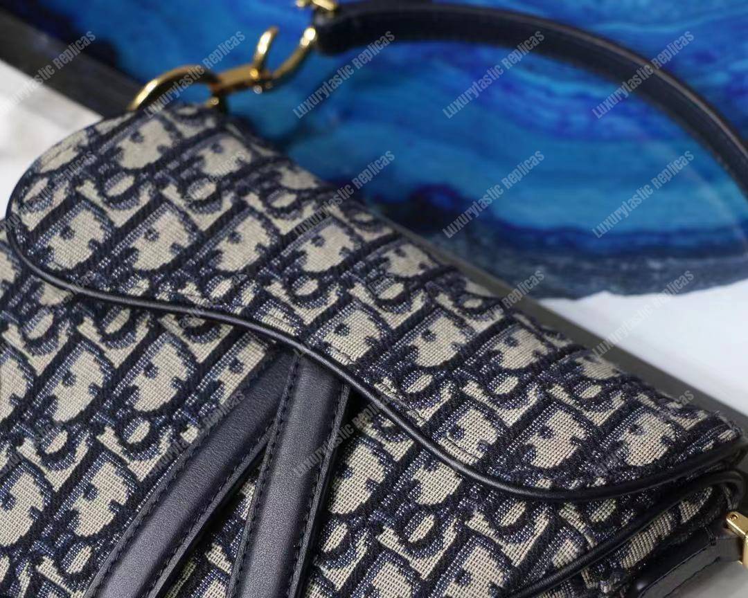 mini D*or blue oblique saddle bag