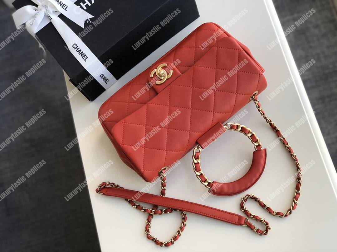 Ch*el lambskin flap bag red