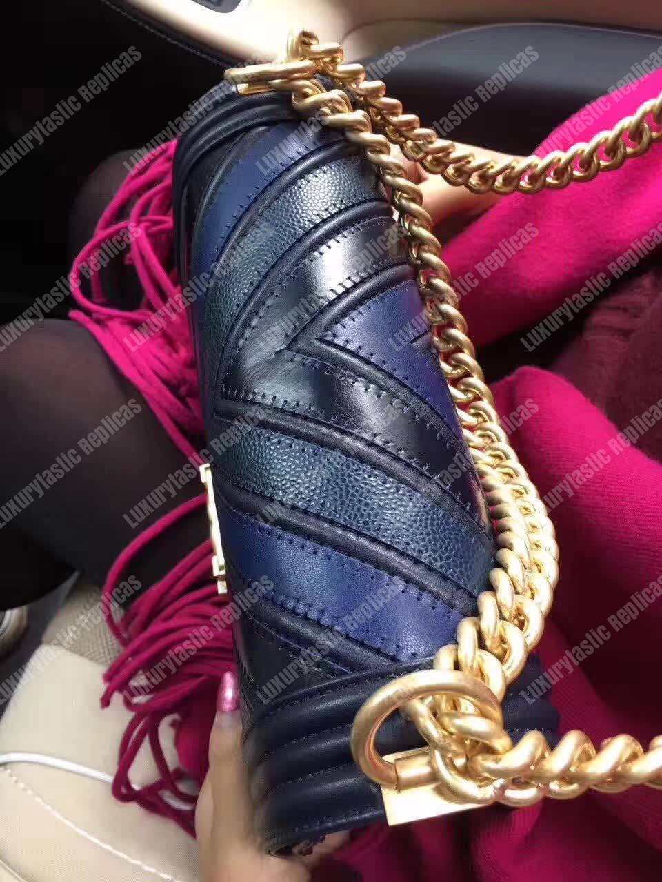 Ch*el medium boy flap bag black