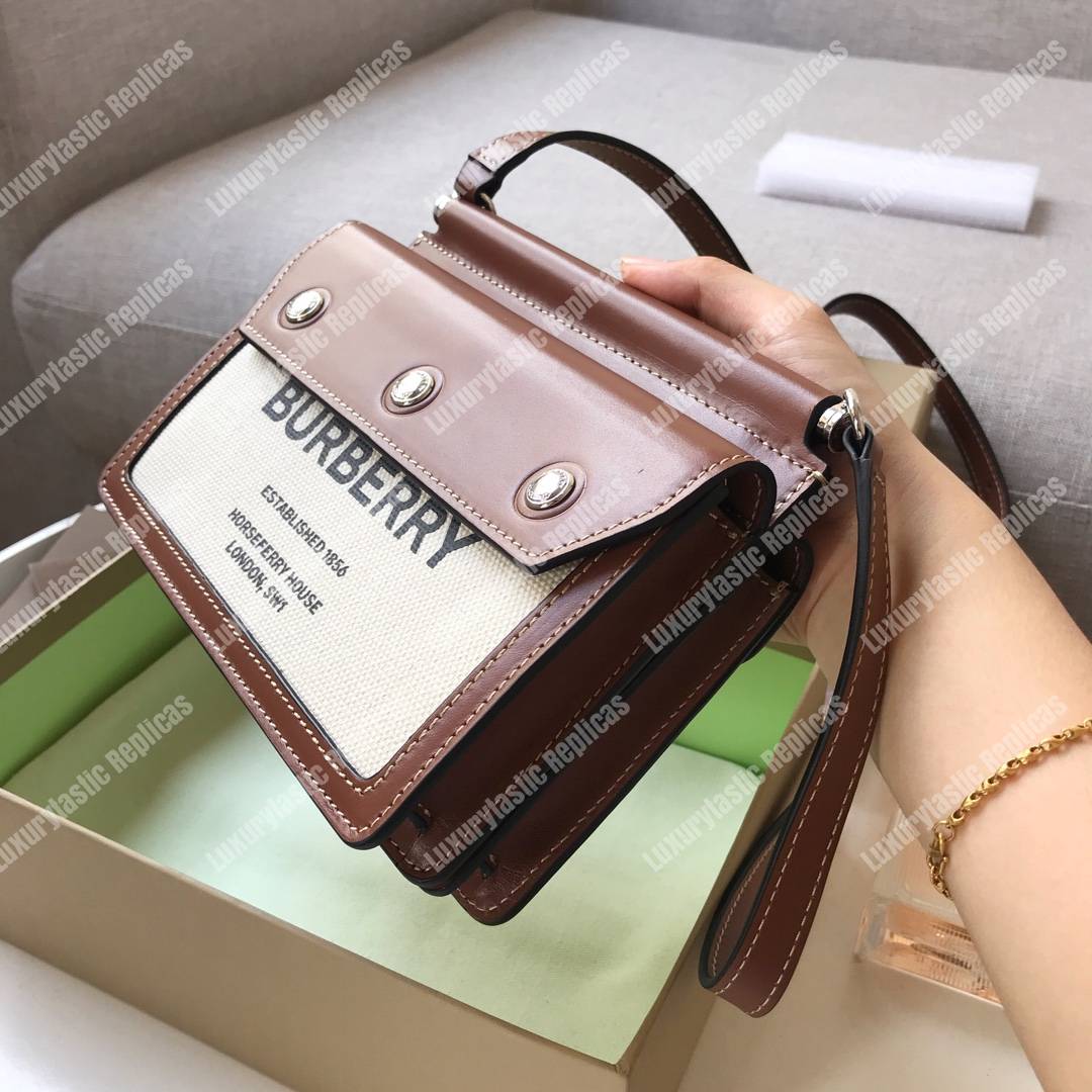B**rry mini horseferry print title bag with pocket detail brown