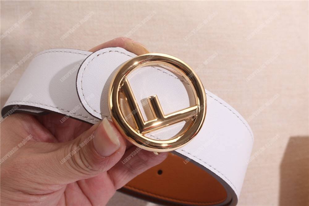 F**di white/caramel leather belt