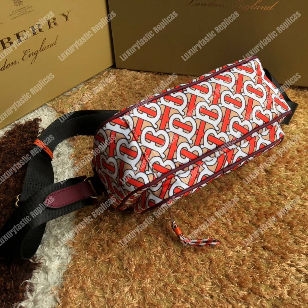 B**rry monogram print and leather crossbody bag vermilion