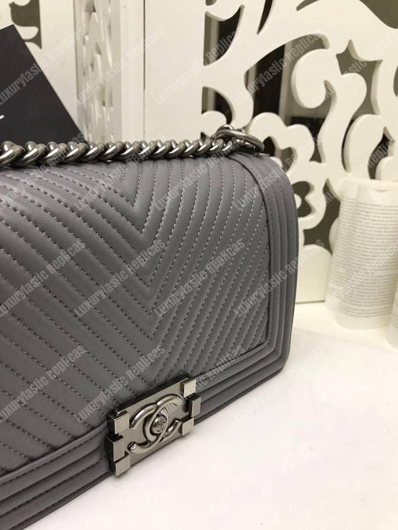 Ch*el boy handbag grey