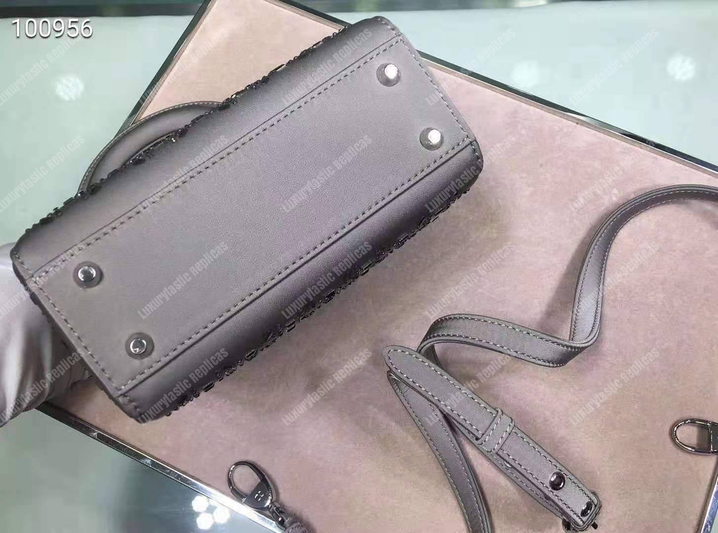 mini lady D*or satin bag gray