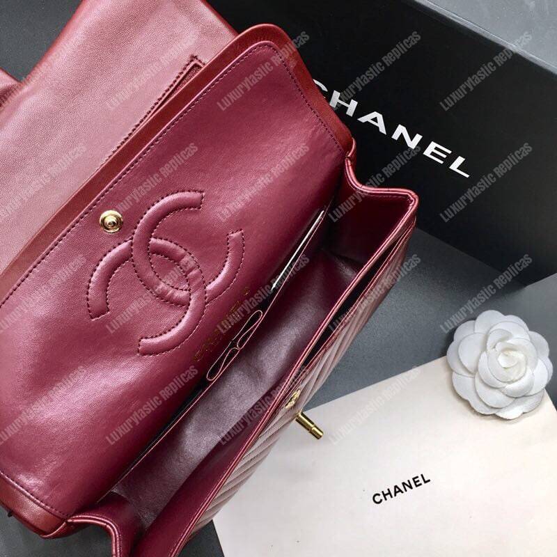 Ch*el classic medium handbag burgundy