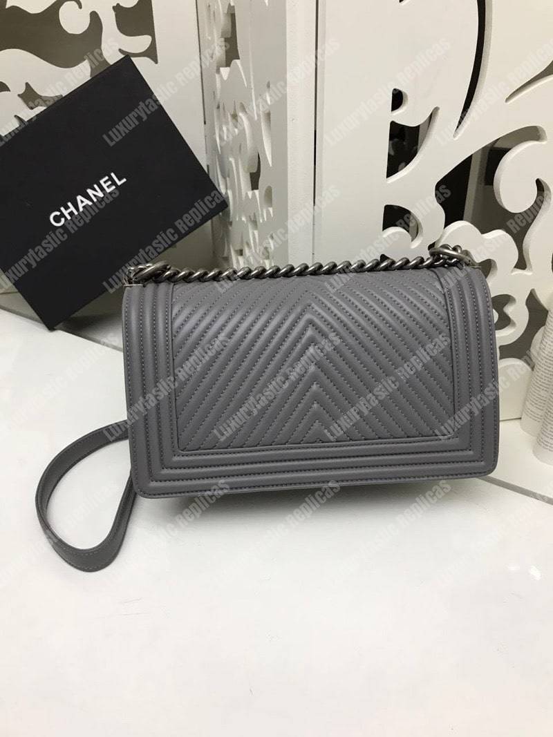Ch*el boy handbag grey