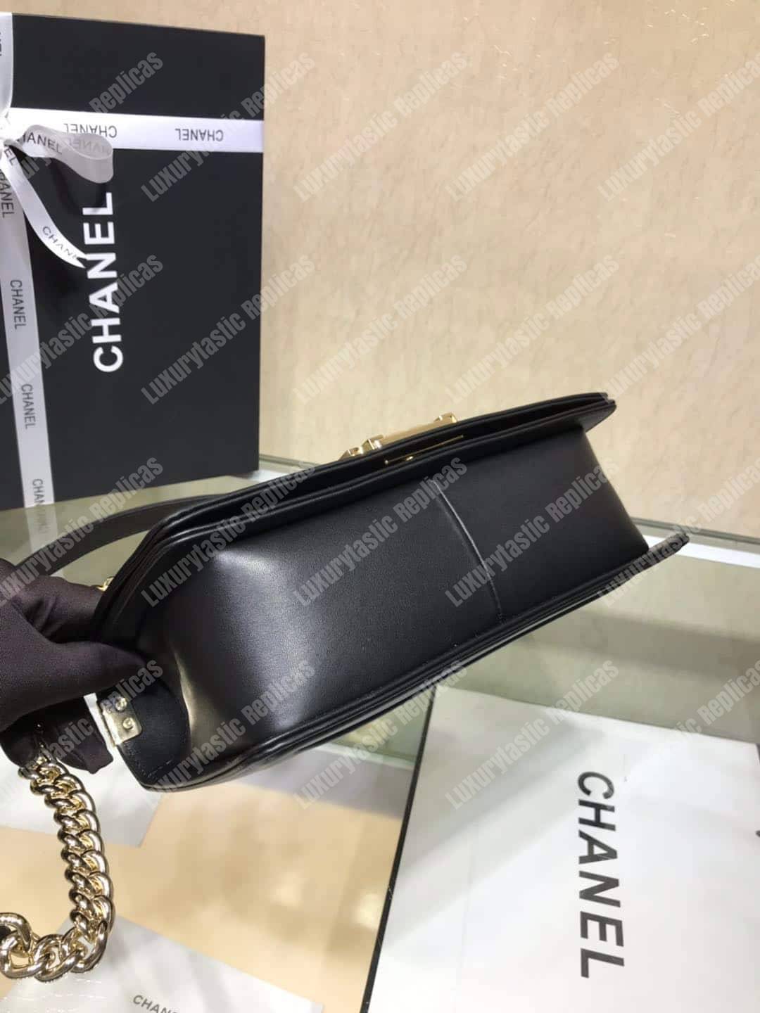 Ch*el medium boy handbag black