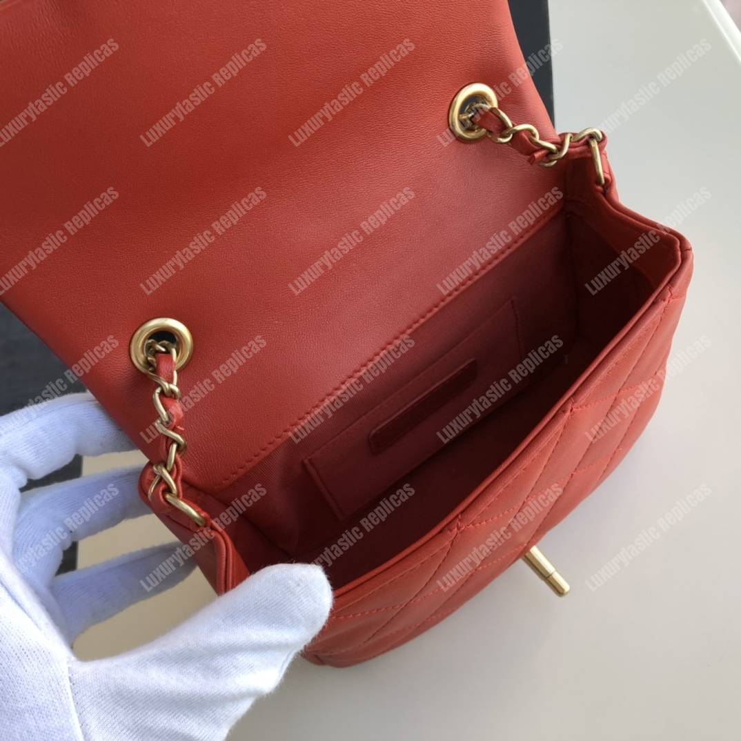 Ch*el small flap bag lambskin red