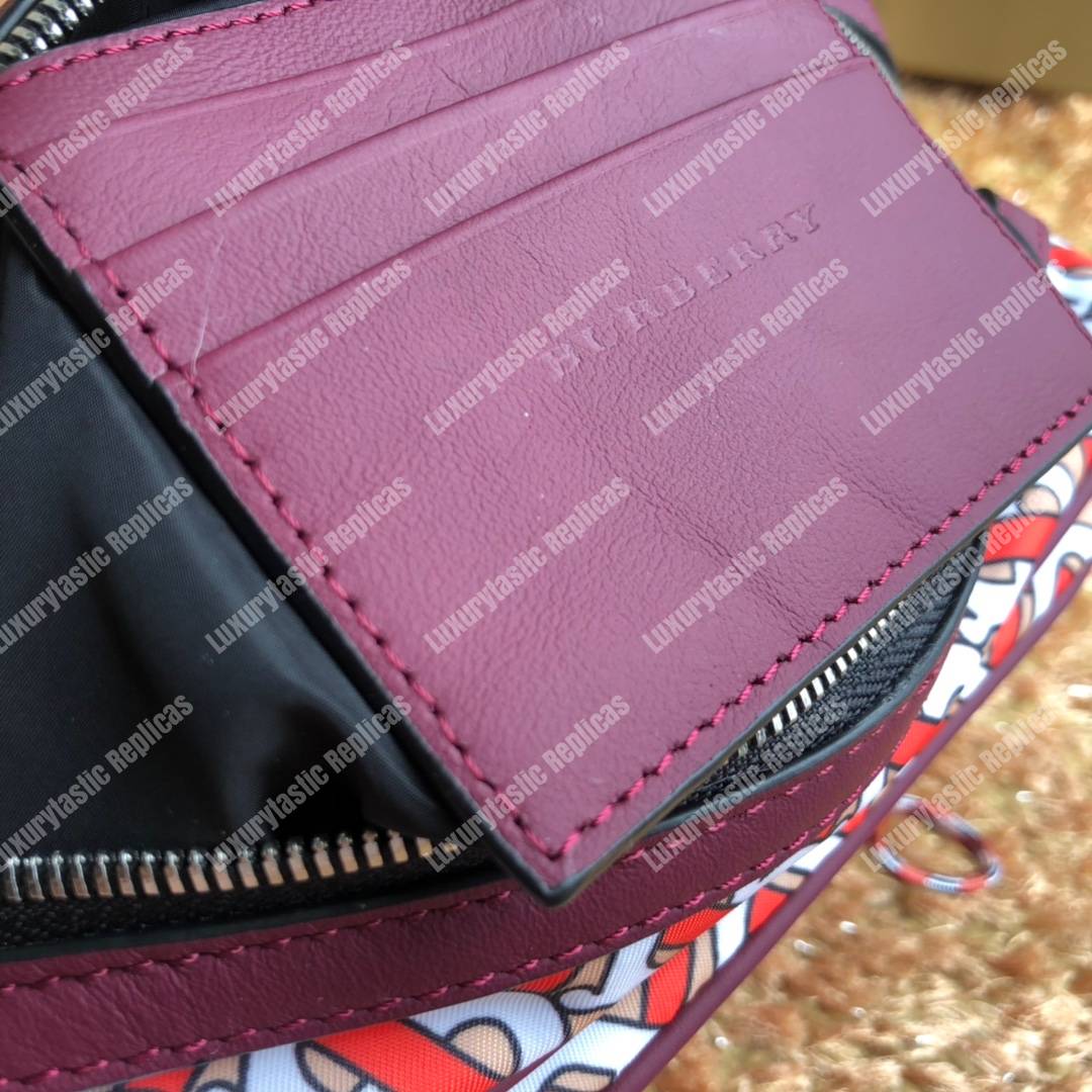 B**rry monogram print and leather crossbody bag vermilion