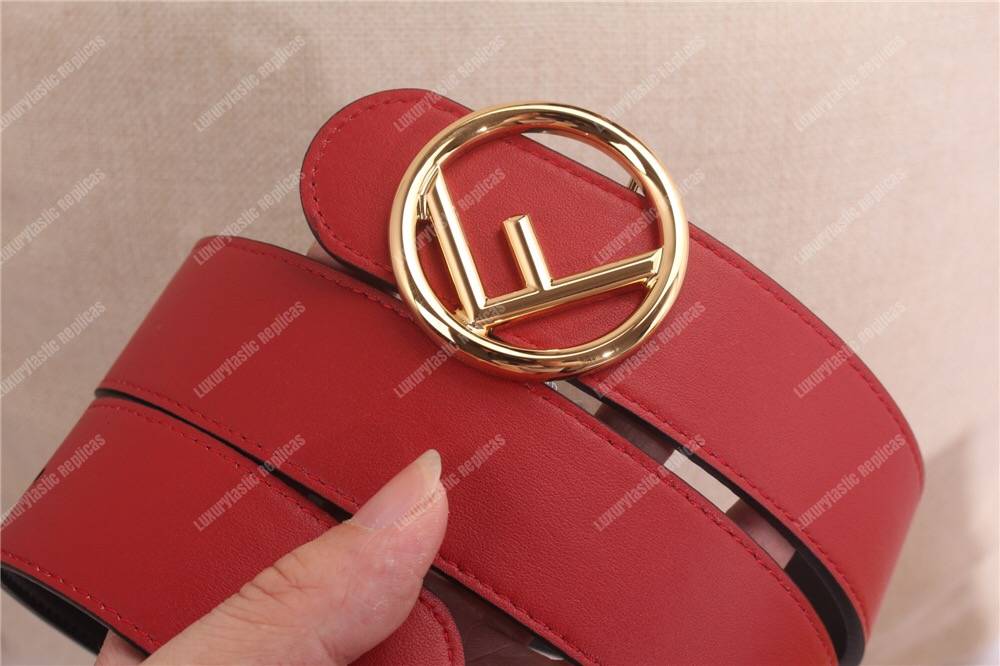 F**di red/black leather belt