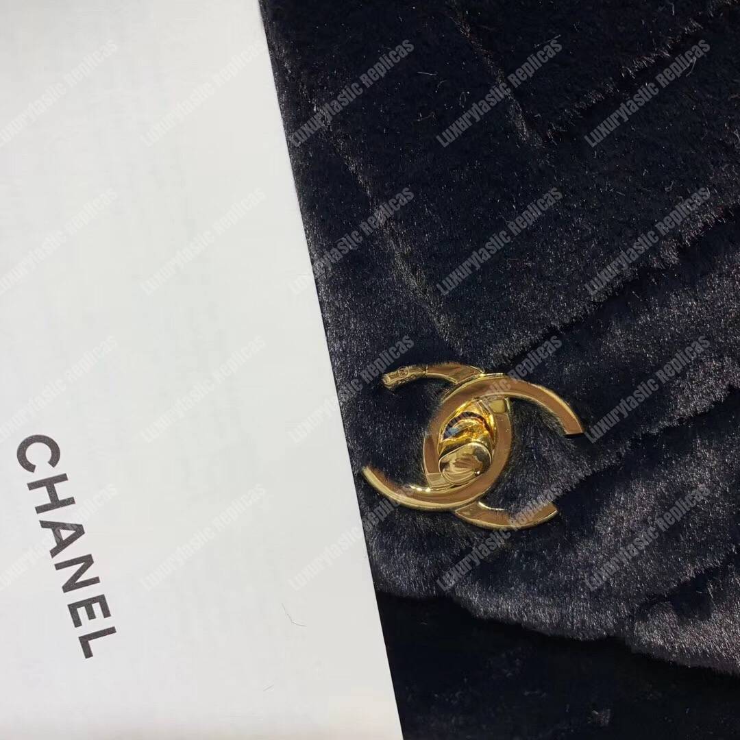 Ch*el flap bag with top handle black