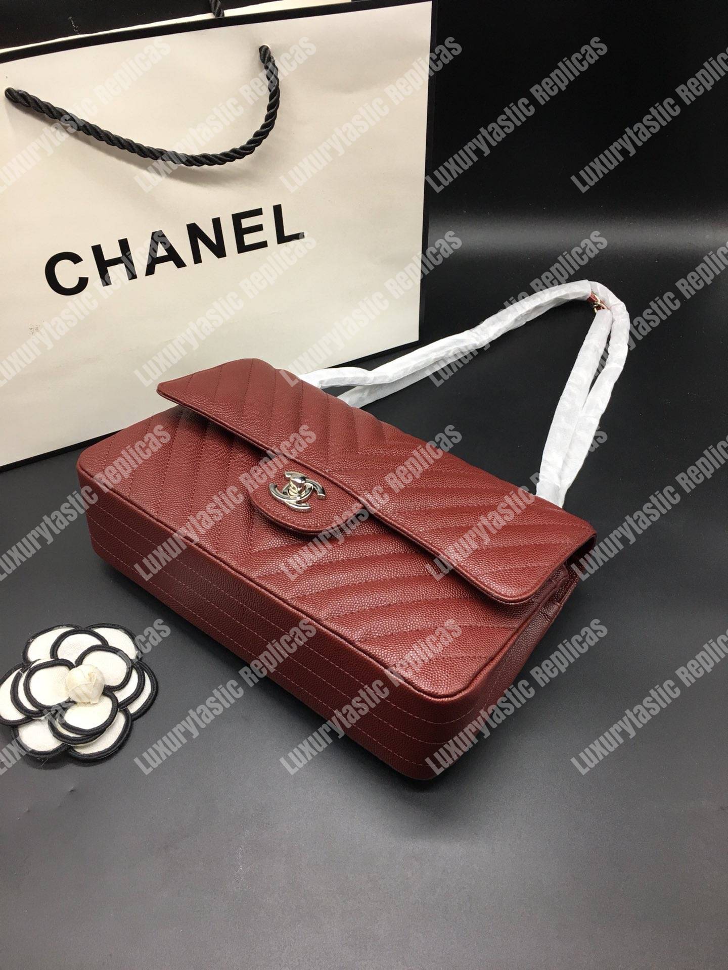 Ch*el classic medium handbag burgundy