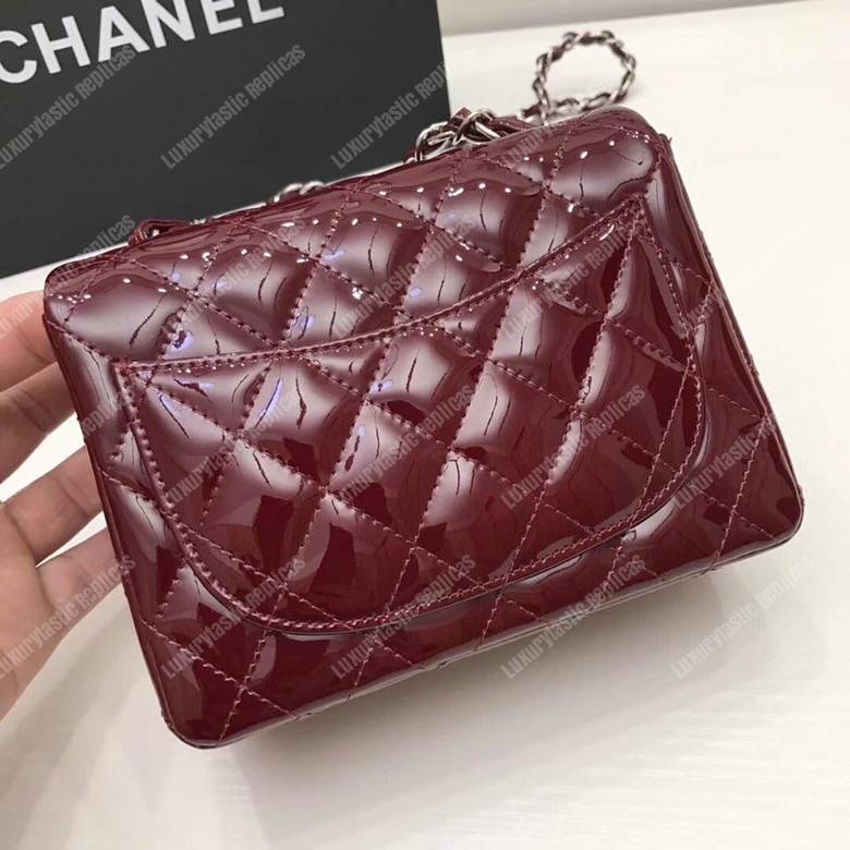 Ch*el mini flap bag burgundy