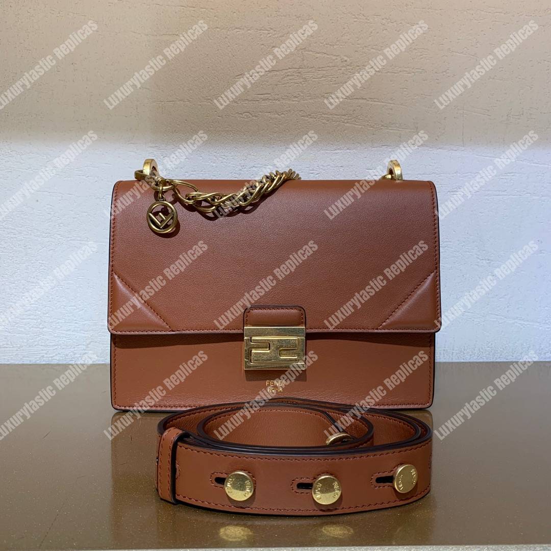 F**di kan u leather bag brown