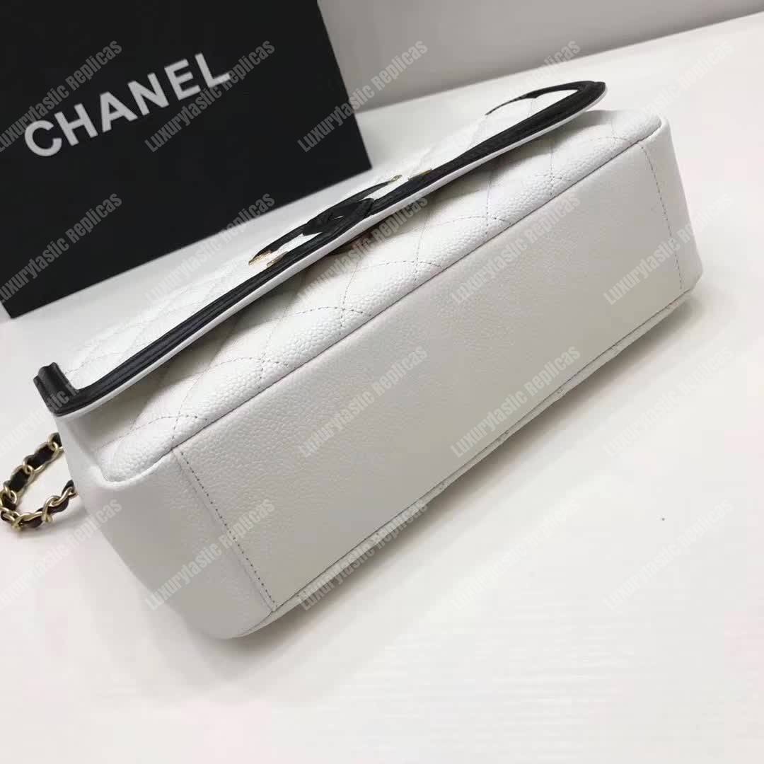 Ch*el flap bag white