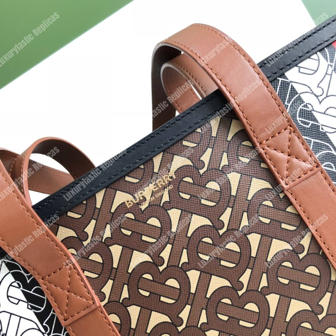 B**rry monogram stripe e-canvas portrait tote bag bridle brown