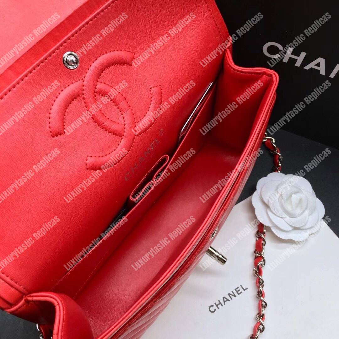 Ch*el classic medium handbag red