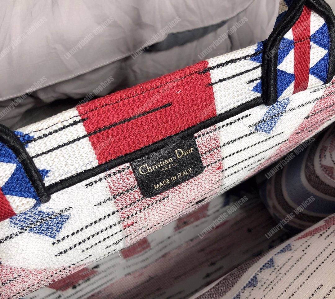 D*or book tote bag embroidered canvas french flag