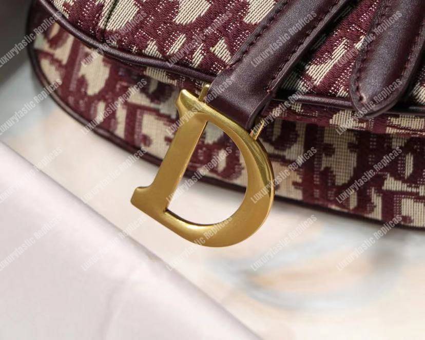 mini D*or burgundy oblique saddle bag