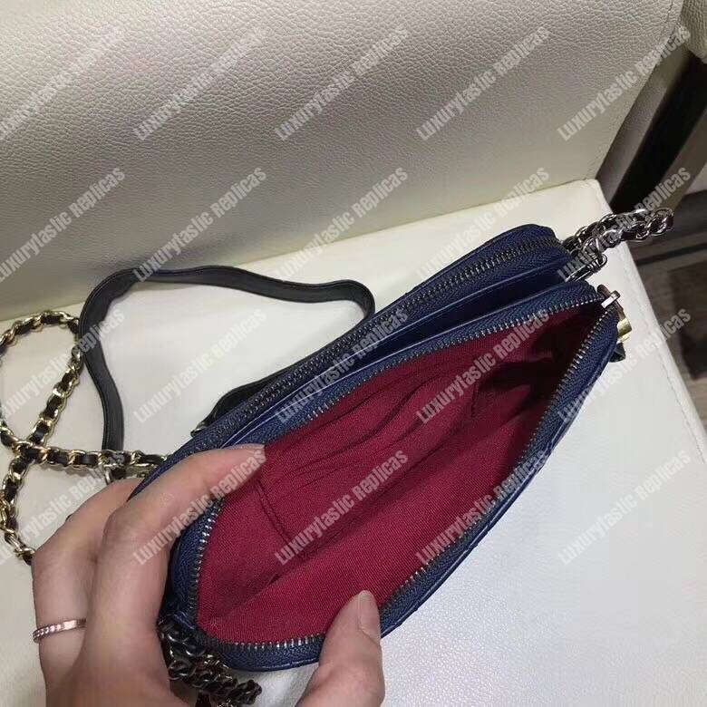 Ch*el clutch with chain blue and black